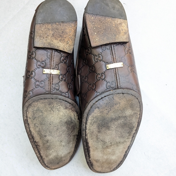 Gucci Horsebit Loafers Brown Men US 11 EU 44 Monogram GG Logo Leather main image 9